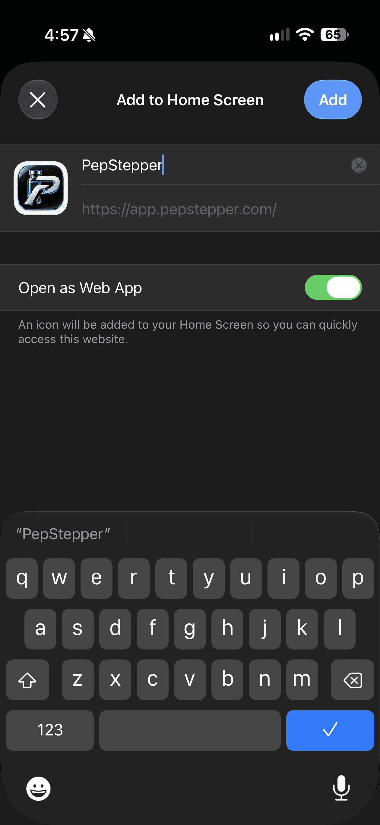 Step 4: tap add